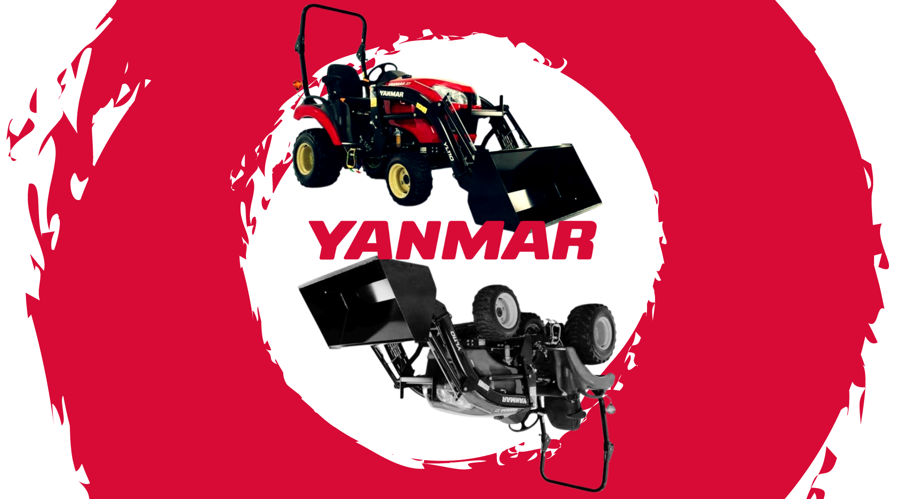A Yanmar SA223 in color and grayscale with the Yanmar logo across them