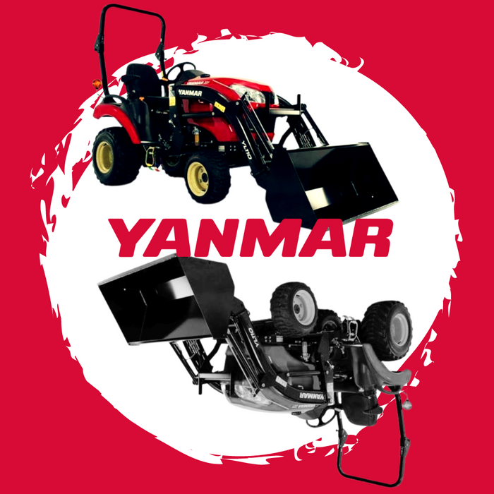 A Yanmar SA223 in color and grayscale with the Yanmar logo across them